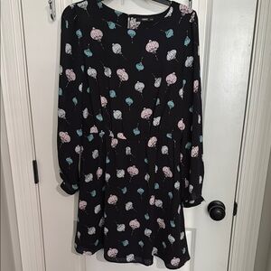 Oasis Blue and Pink Mini Dress with Bishop Sleeves